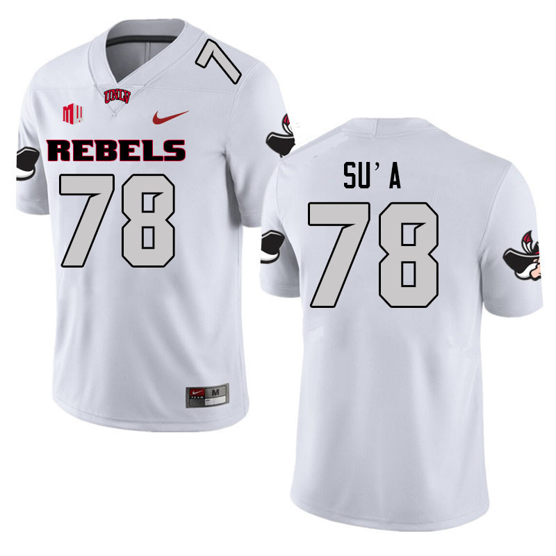 Men #78 Mathyus Su'a UNLV Rebels College Football Jerseys Stitched Sale-White - Click Image to Close